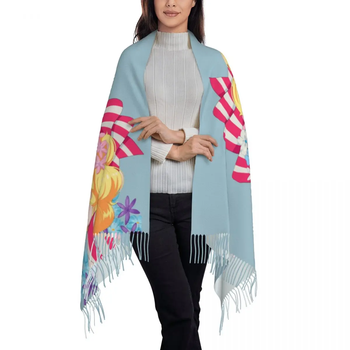 Candy Candy Anime Manga Scarf Tassel Scarves for Women Soft Warm Shawls and Wraps Long Fall Winter Shawl Wrap