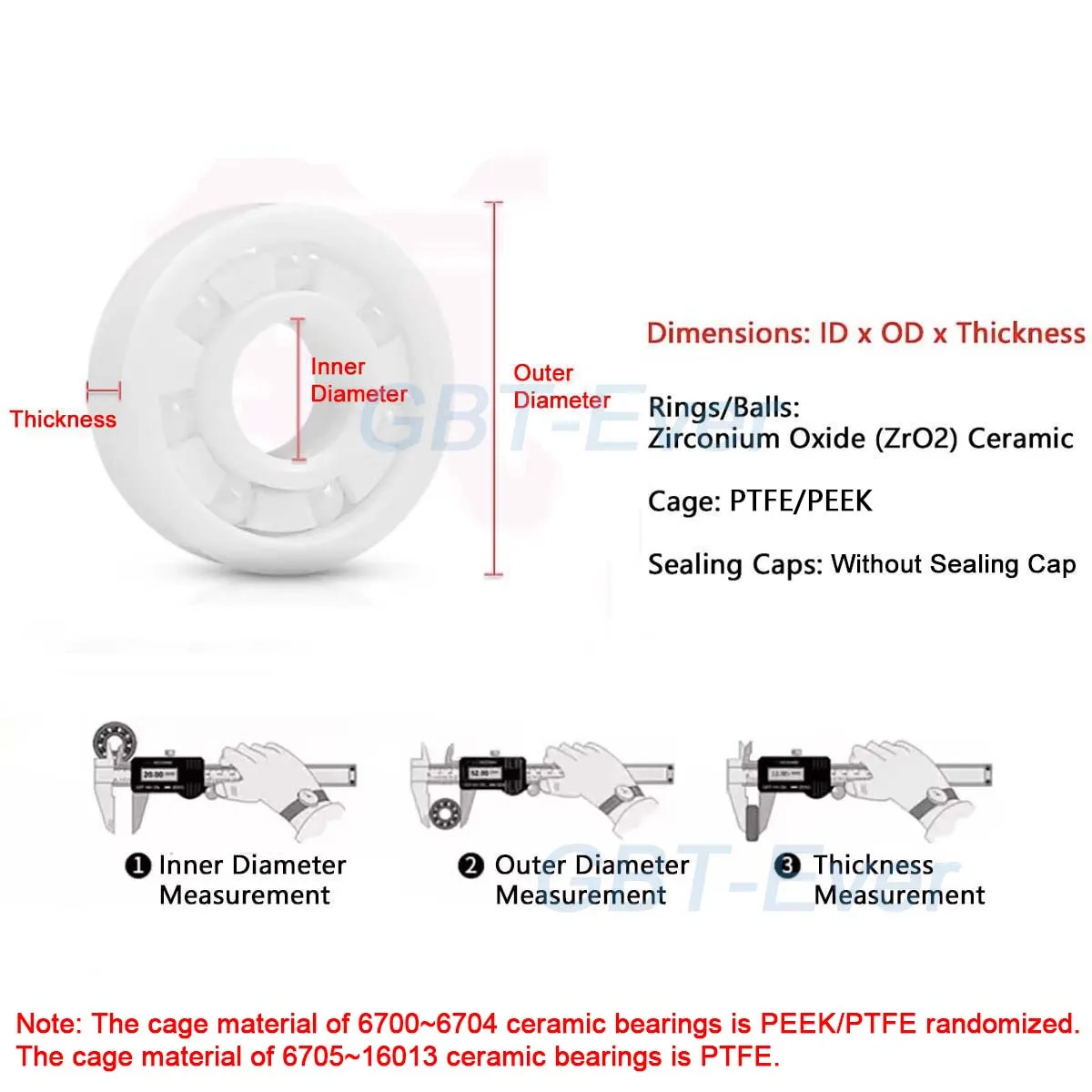 

Full Ceramic Bearing 6700 6800 6008 6900 6908 6920 16000 16013 ZrO2 Ball Bearing Zirconia Oxide Bearing Ceramic Ball Bearings