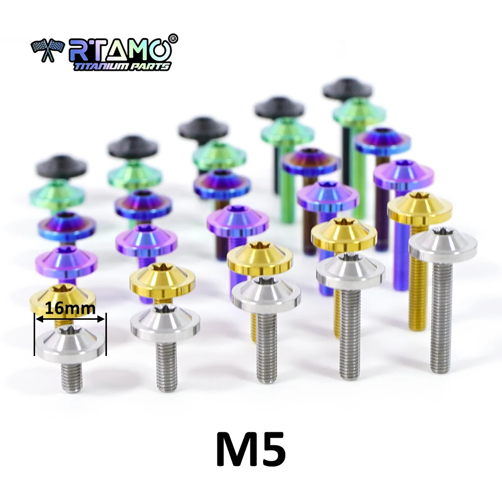 

RTAMO Titanium Bolt M5X10/15/20/25/30mm (OD=16) Torx Head Ti Screw CNC Fastener for Bike Motorcycle Car