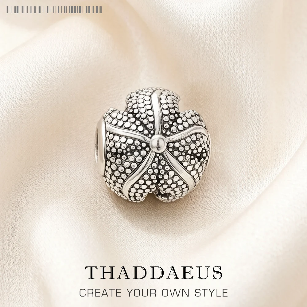 Charm Bead Blackened Starfish 925 Sterling Silver Vintage Karma Biżuteria Ocean Akcesoria Dla Mężczyzn Kobiety