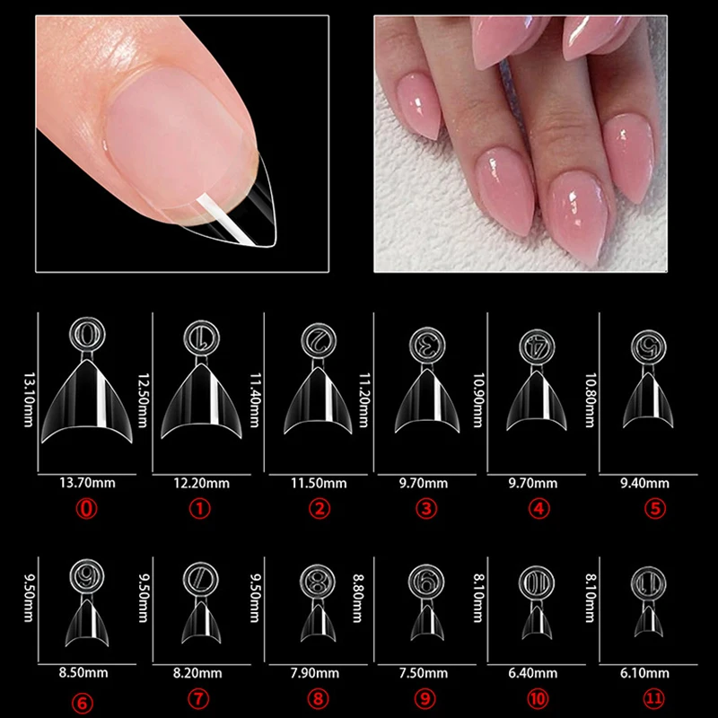 

600Pcs Short Nail Tips Mixed Size Oval Half Cover False Tips Press On Nails Almond Short Style Ultra Thin Traceless Nail Tips