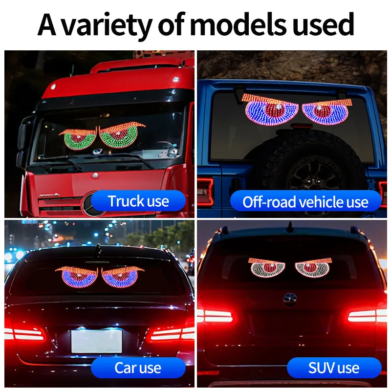 1set Car Window Windshield Decorative Light USB Devil's Eye for Car Demon Eye Display Truck Bus Matrix Flexible LED Panel