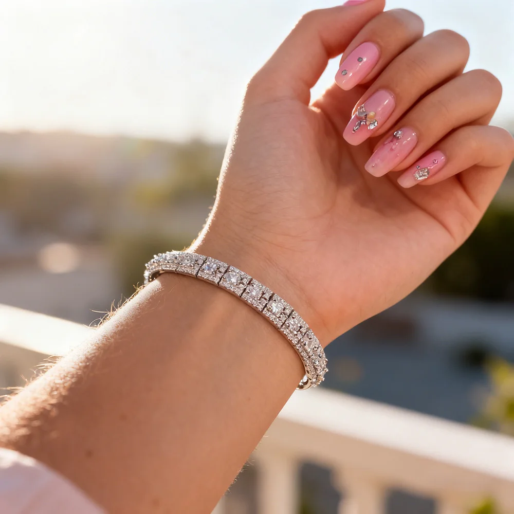 

TFGLBU 3,0 мм DVVS1 Pass Diamond Test Теннисный браслет с муассанитом круглой огранки из белого золота с покрытием из 100% серебра 925 пробы Ювелирные изделия для женщин