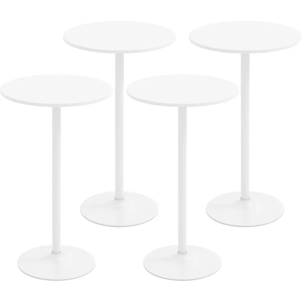 

Adjustable Height 4-Seater Bistro Table Set, Bar Height Pub Table for Home or Restaurant, White