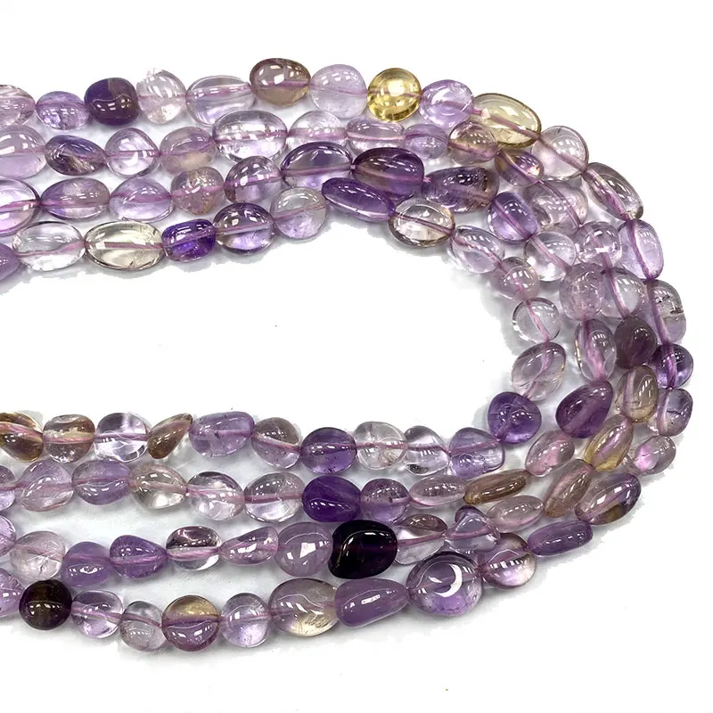 Wholesale Natural Purple Yellow Ametrine 8-10mm Crystal Irregular Stone Beads Charms for Jewelry Making Diy Women Bracelet 15''