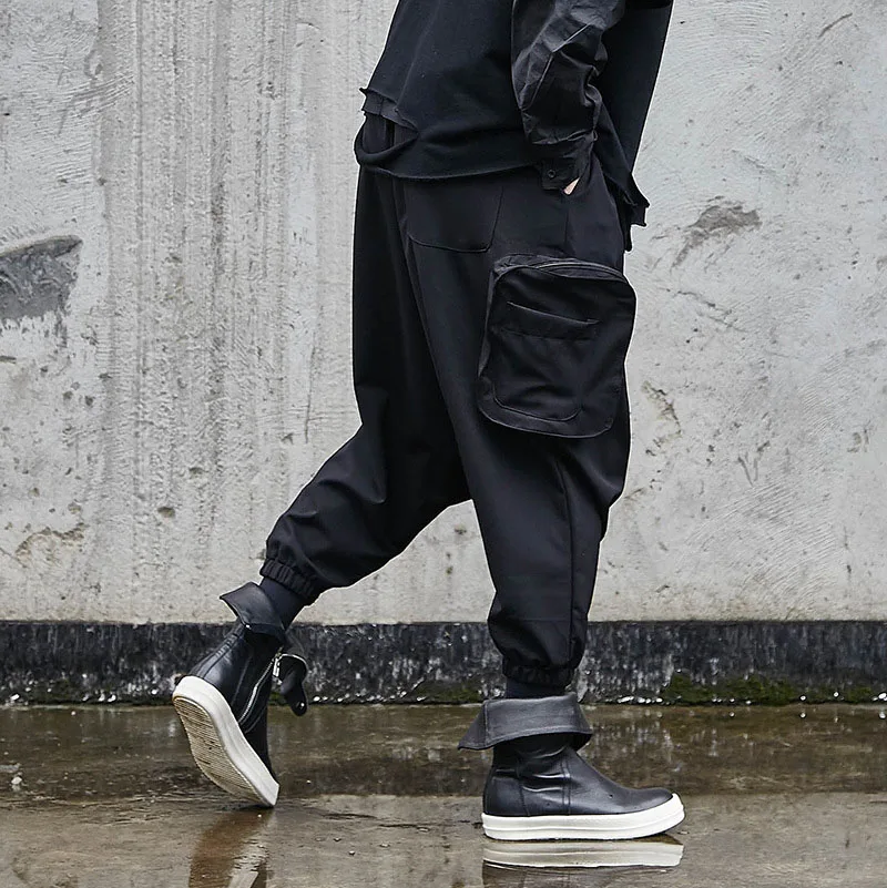 Spring New Men\'s Trend Casual Bottoming Ninth Elastic Loose Straight High Waist Pants