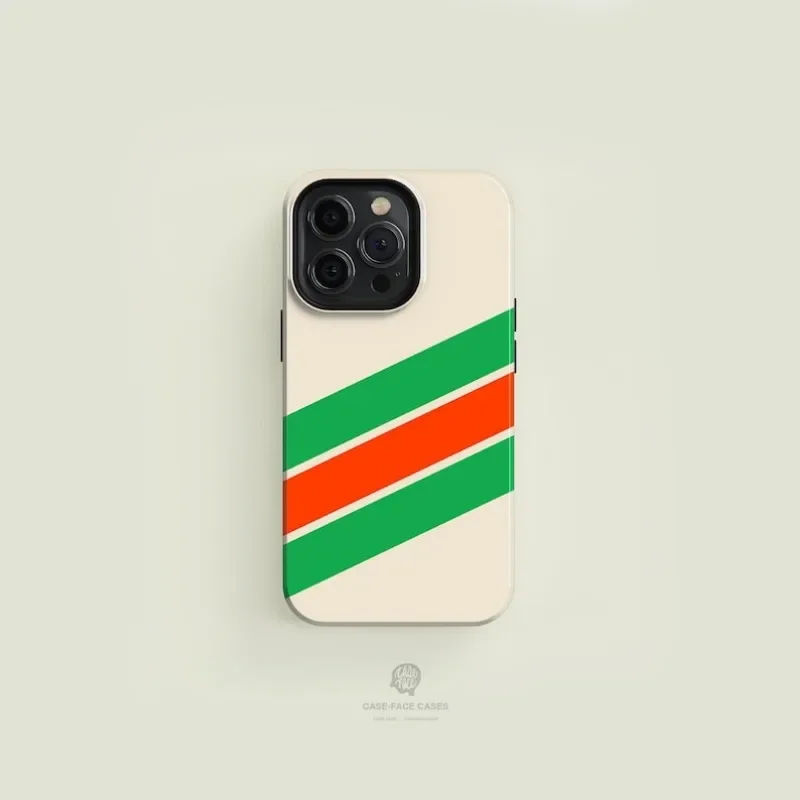 Diagonally Striped Green Orange Case Case For IPHONE 16ProMax 15 14 13 12 11 PRO Plus Acrylic TPU Two in one Magnetic Phone Case