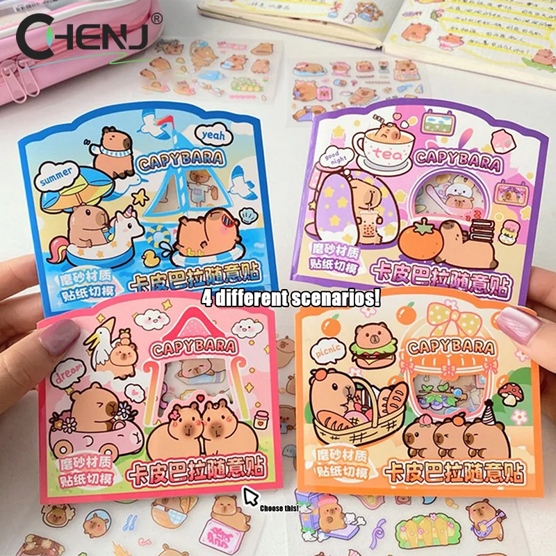 3Sheets Transparent Kawaii Anime Capybara Sticker Cartoon Waterproof Capybara DIY Handbook Decoration Children Stickers Gifts image 4