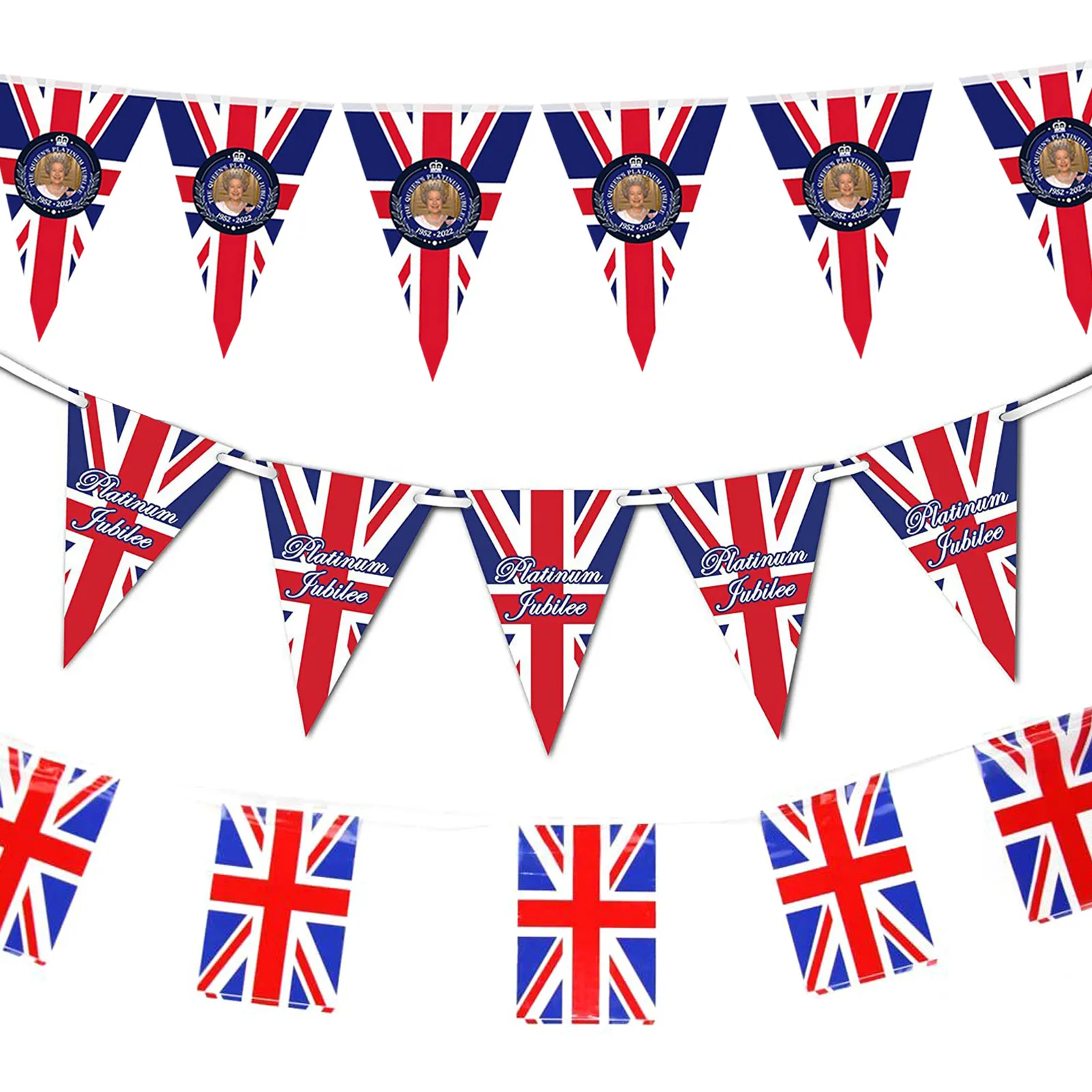 Queens Jubilee Flag Union Jack 70 Years Queen Platinums Jubilee 2022 Full Flag Patriotic UK United Kingdom Themed Bunting Banner