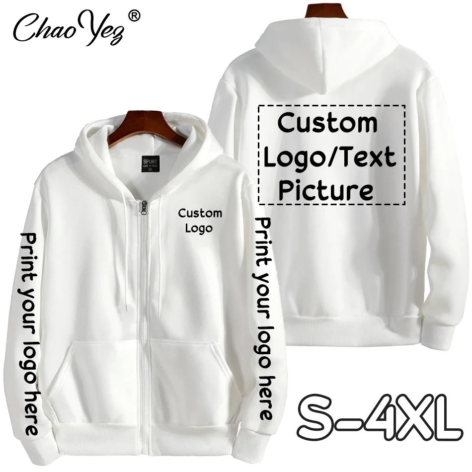 Autumn Men's and Women's Custom Logo Zipper Sweatshirt Jacket Hooded Coat Sweatshirt Long-Sleeved Pullover Jogging Sport Tops