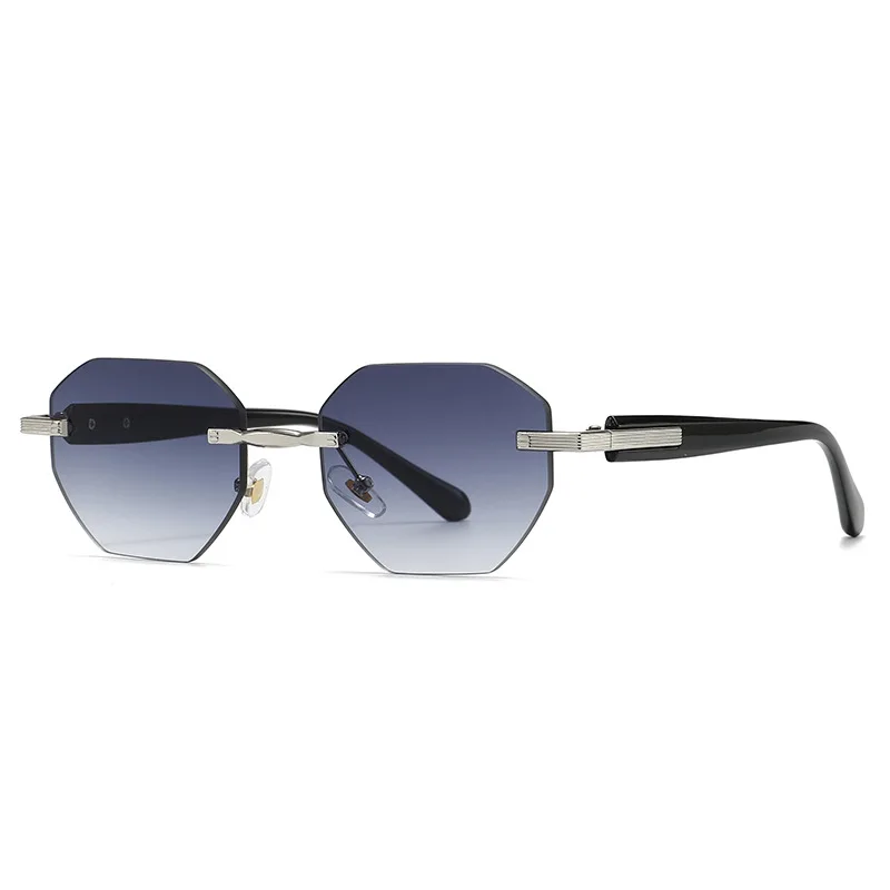Frameless rimless octagonal sunglasses for men Retro Metal Mirror Legs Outdoor Driving Sunglasses Fashion Eyewear