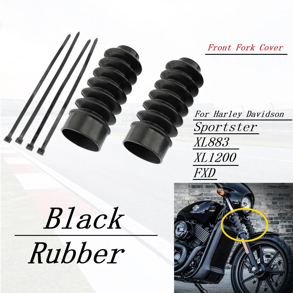 2PCS 39mm Motorcycle Front Fork Cover Gaiters Gators Rubber Long Boots For Harley Davidson Sportster XL883 XL1200 FXD