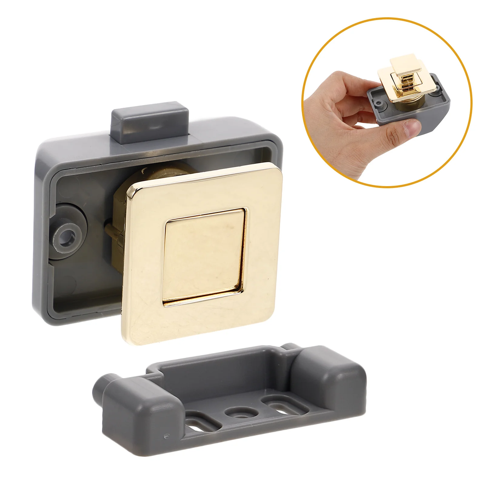 

Keyless Push Button Latch Square Lock Durable Metal Plastic for Camper Rv Boat Cabinet Drawer Rv Cabinet Latch