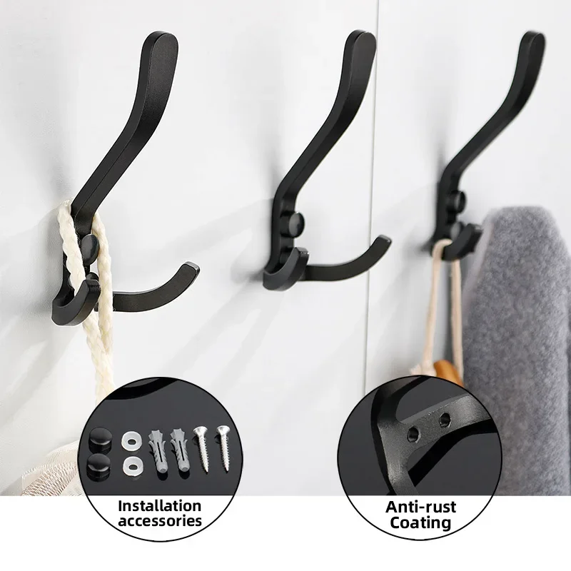 Black Golden Robe Hook Wall Coat Rack For House Hanging Key Holder Clothes Door Hangers Shower Towel Hooks Bathroom Accessories