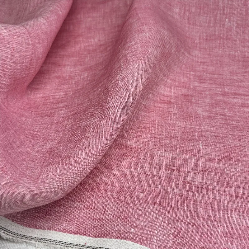 Tela de Lino Puro Rojo Carmín, de Alta Densidad, Lavada, de Color Sólido, Suave y Transpirable, Estilo Zen de Verano, para Confección de Vestidos, Material para Manualidades