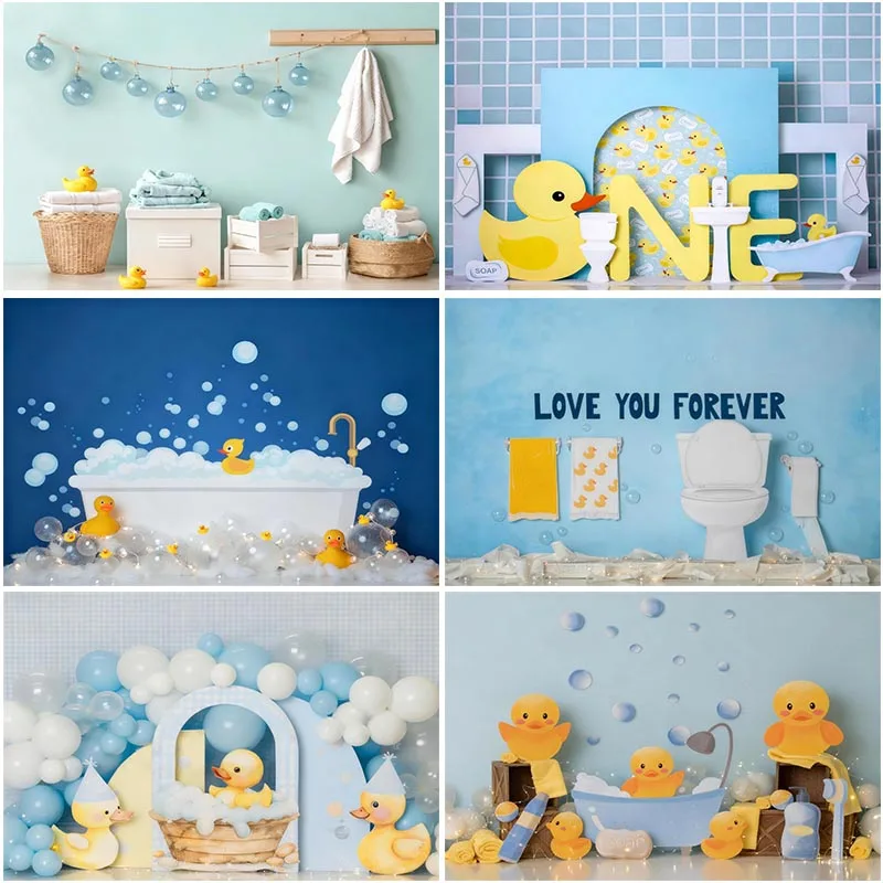 

LS Lucky Duck Backdrops Cake Smash Child Baby Shower Photo Props Adult Kids Decors Cartoon Duck Photography Studio Background