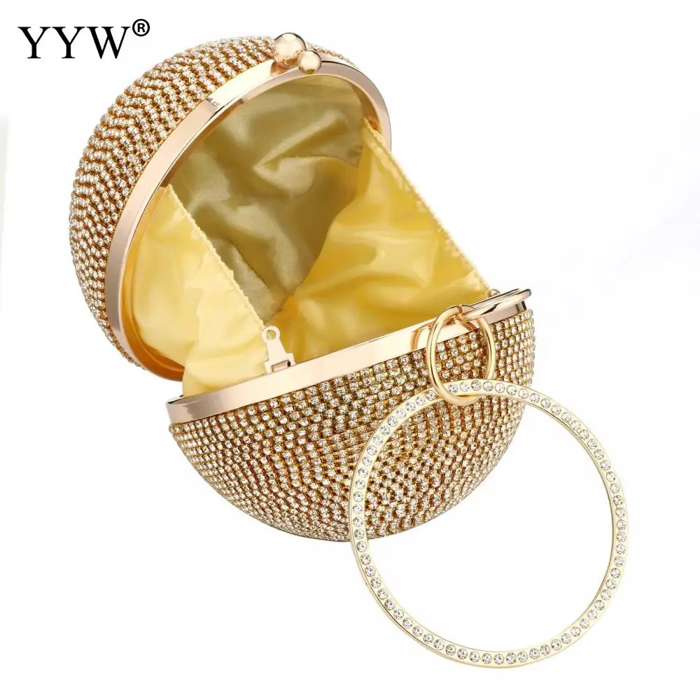 Luxury Clutch Bag Women Evening Bags With Rhinestone Exquisite Wedding Party Round Ball Bag Elegant Handbag Diamond Clutches