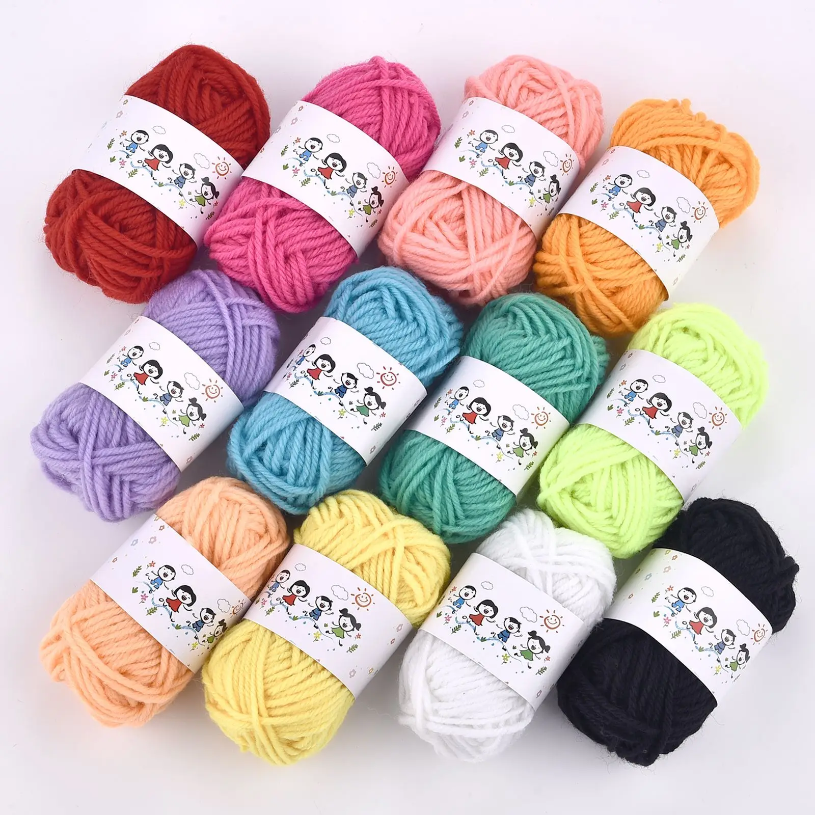 12Colors/Set DIY Acrylic Fibers Knitting Wool Yarn Needlework Dyed Lanas For Crochet Craft Sweater Hat Dolls Soft