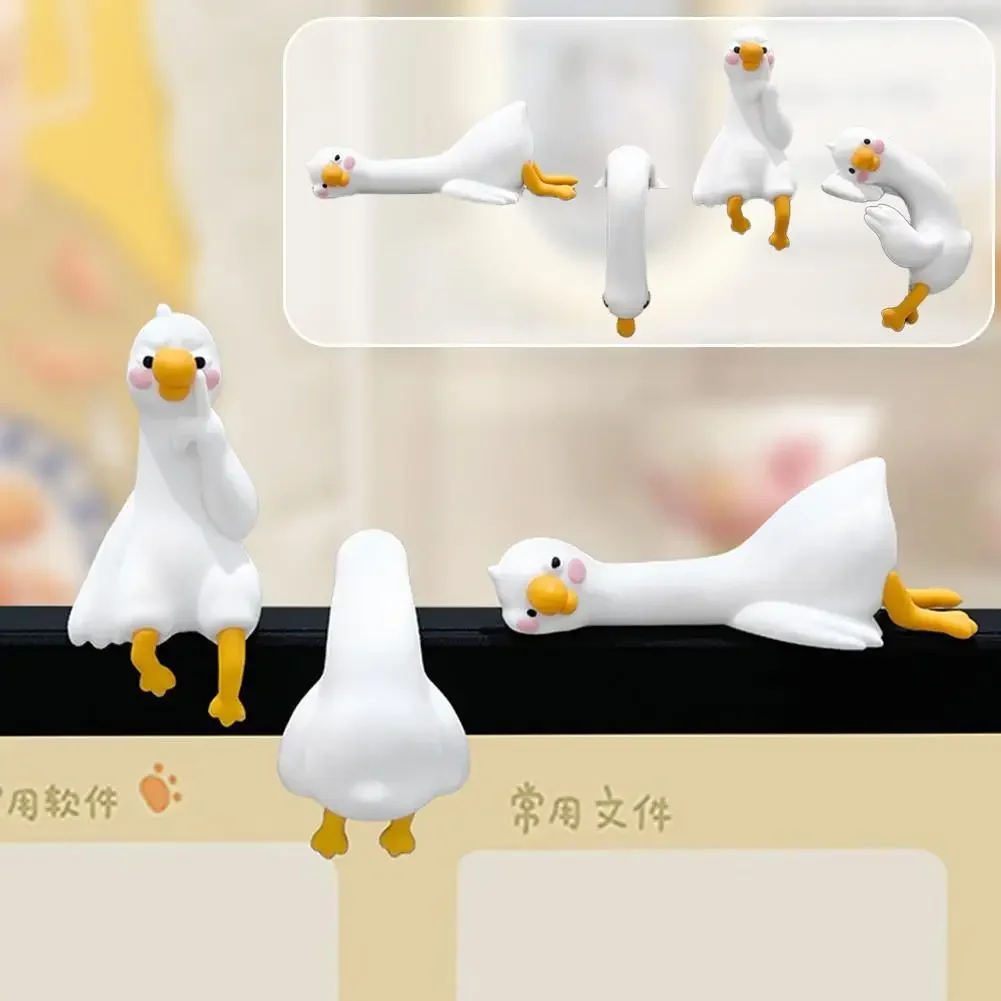 1/4pcs Cute 3D Duck Figurine Mini Resin Duck Ornament Car Interior Decor Accessories For Desk Car Dashboard TV Monitor Gift Idea
