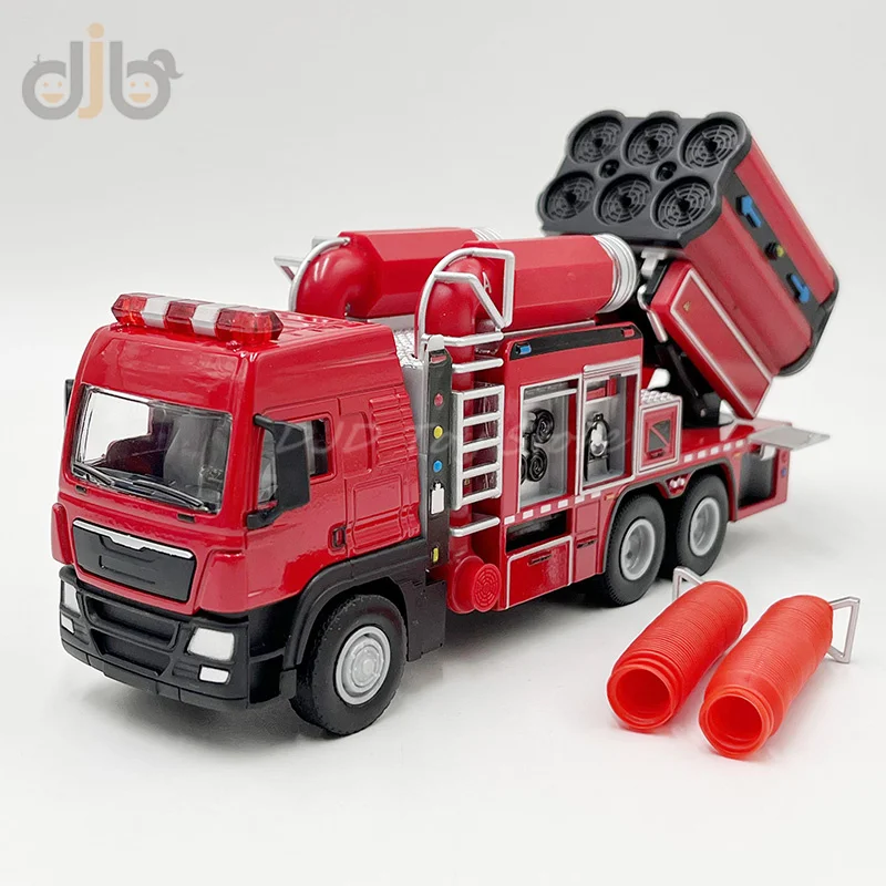 1:50 Diecast Truck Model Toy KDW Smoke Exhaust Fire Truck Replica For Children Gifts