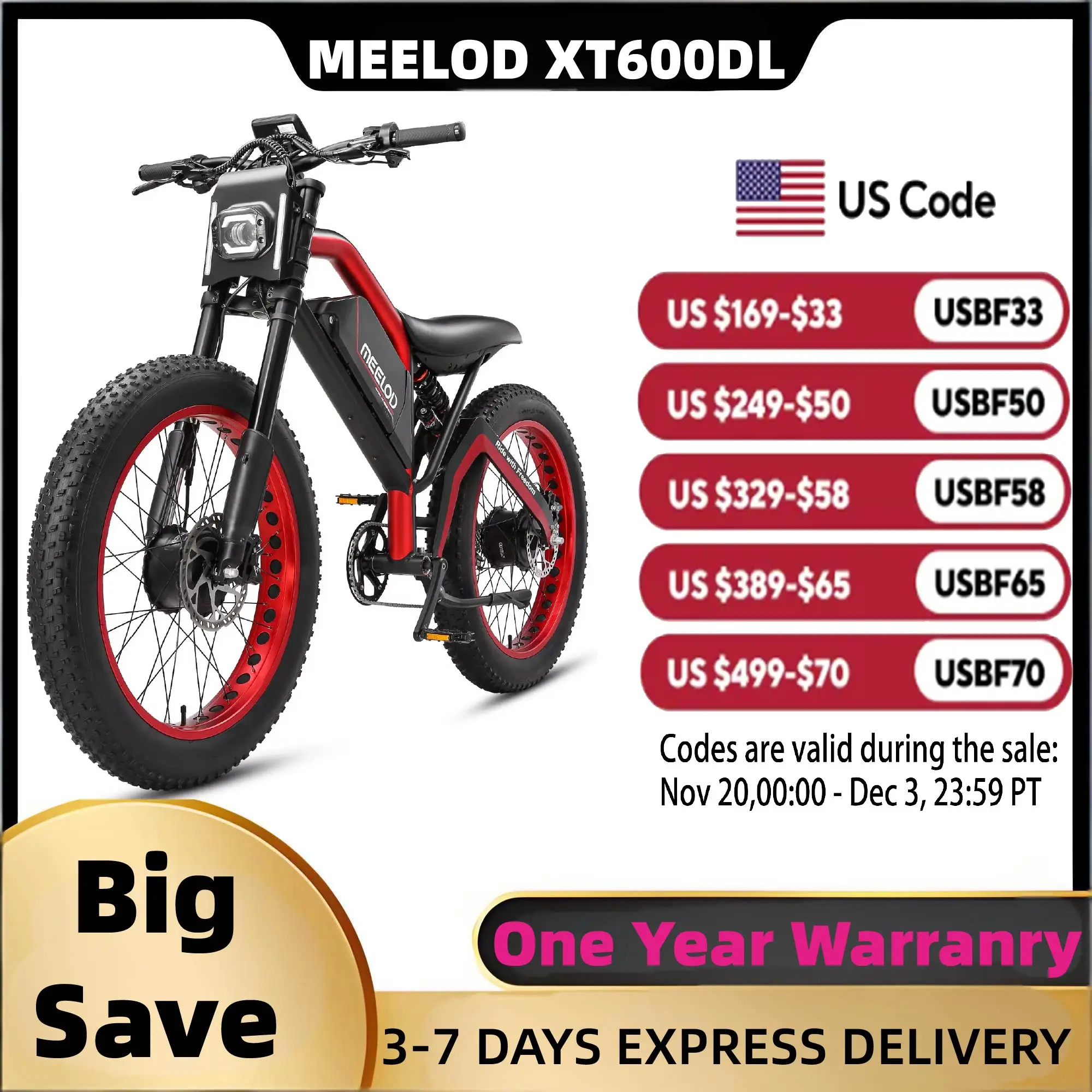 

MEELOD XT600DL adult E-bike 1000W*2 52V25Ah battery commute Electric Bike,26-inch Fat Tire E-Mountain bike