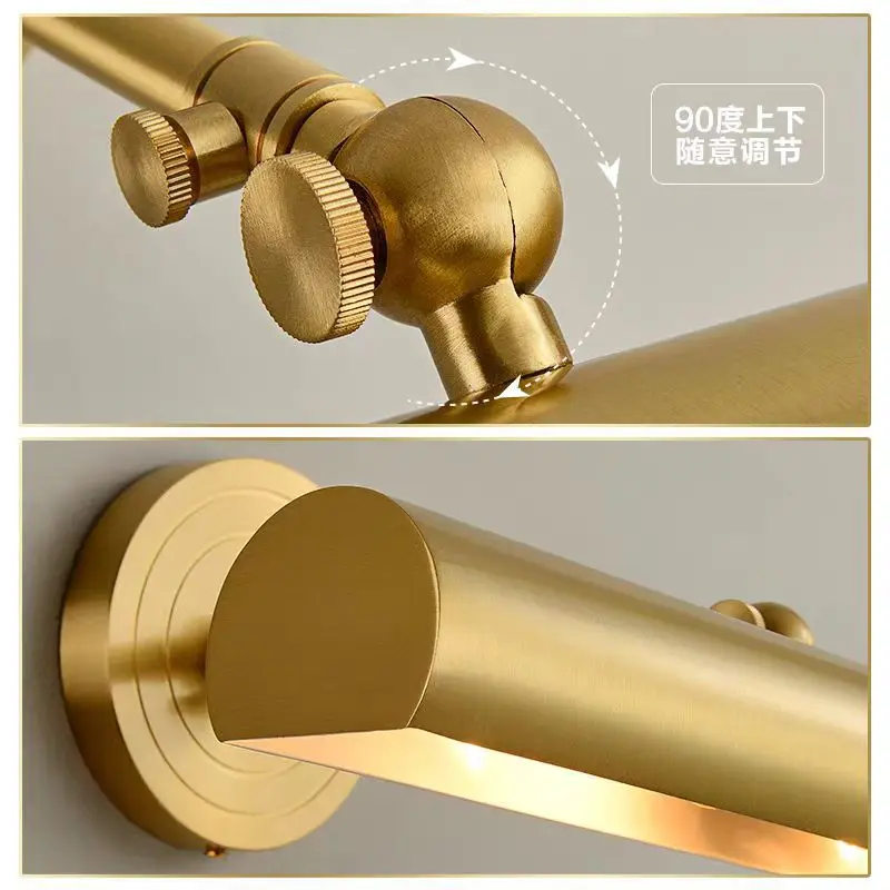 Luce per specchio in rame pieno, luce di riempimento frontale per specchio da bagno, luce speciale per armadietto per specchio da bagno a led, cornice per foto da parete