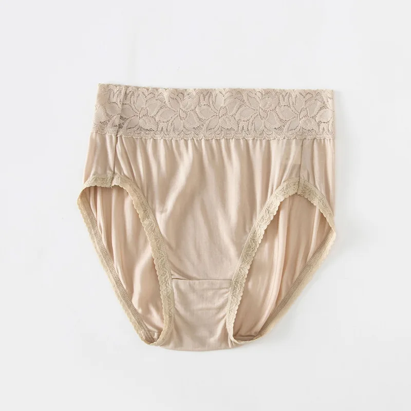

Silk Knitted High Waist Underwear Simple Style Mulberry Silk Lace Triangle Pants Summer