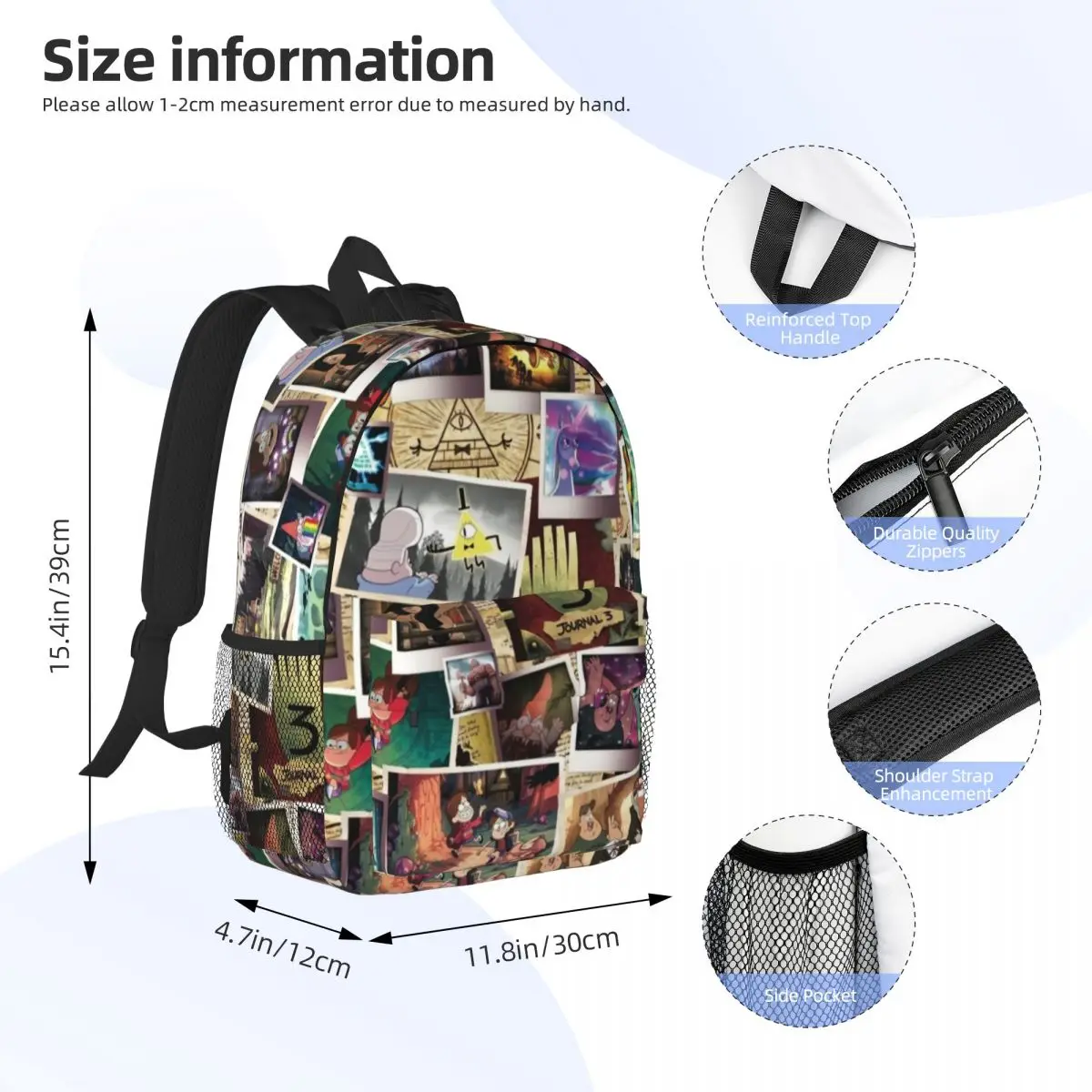 Gravity Falls Durable 15-Inch Backpack - Ergonomic Lightweight Design for Comfort and Convenience