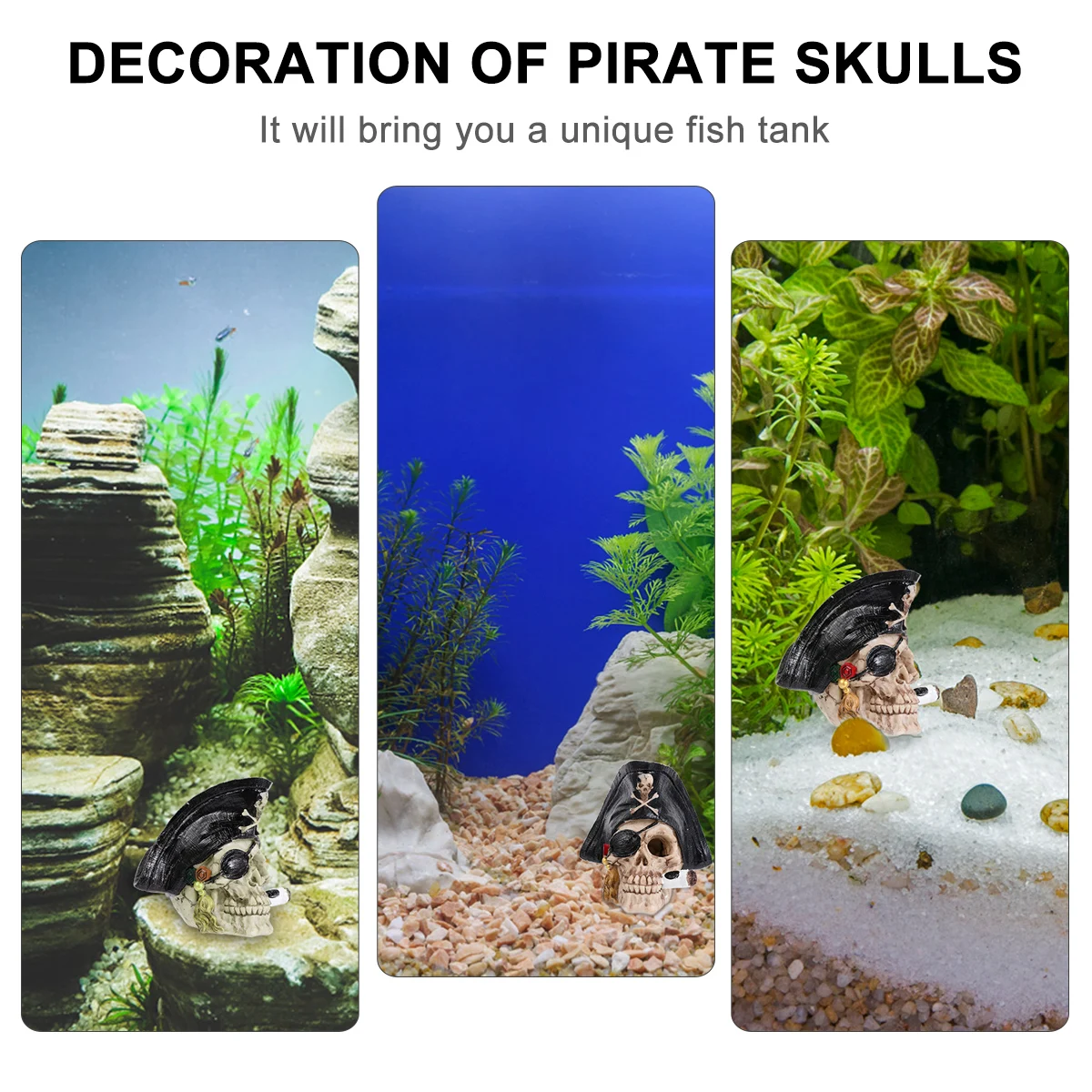 

Sunken Ship Aquarium Decor Fish Tank Halloween Shelter Artificial Skull Black Ornament