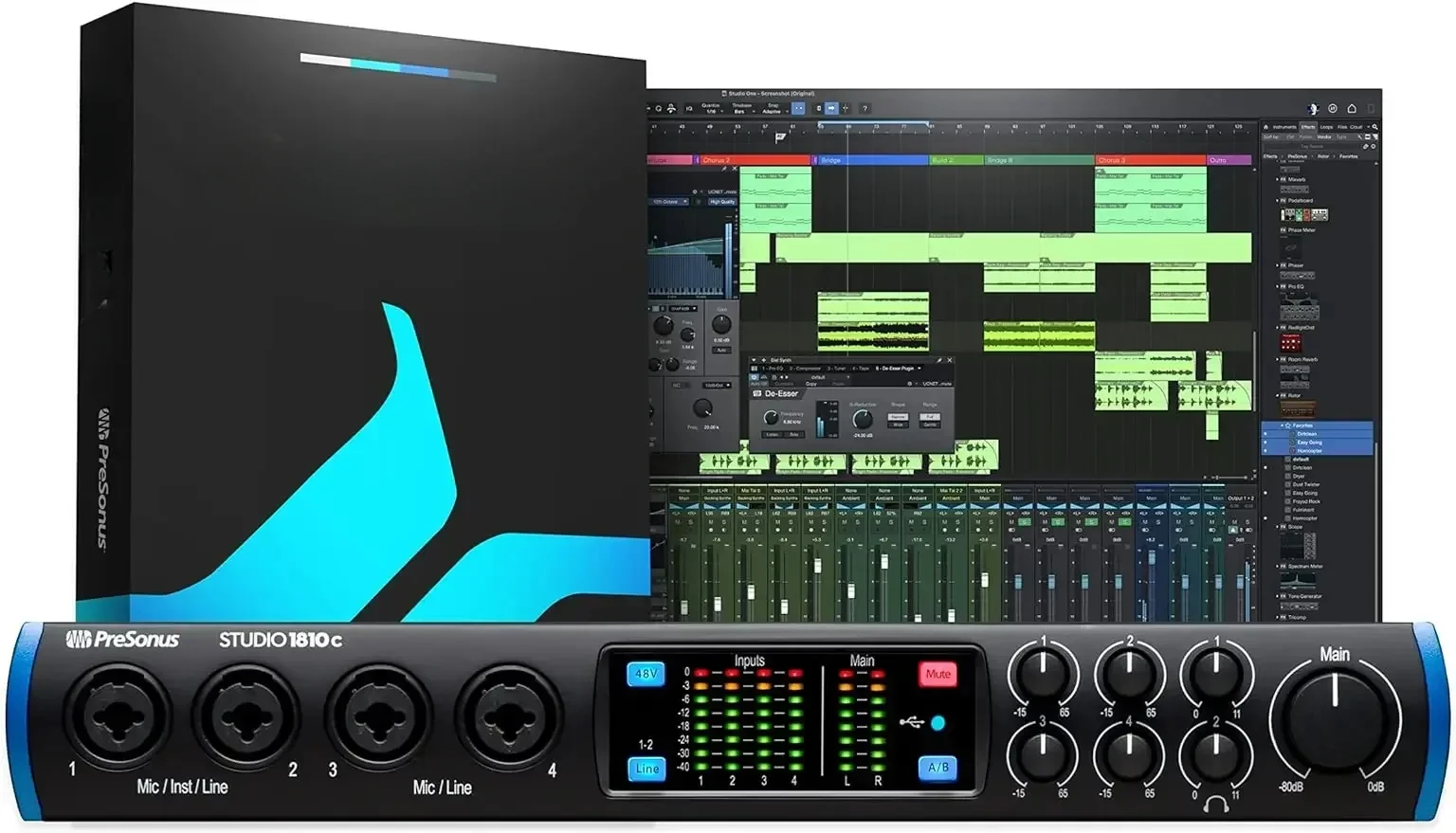 PreSonus Studio 1810c 18x8, 192 kHz, USB Audio Interface with Studio One Artist and Ableton Live Lite DAW Recording Software