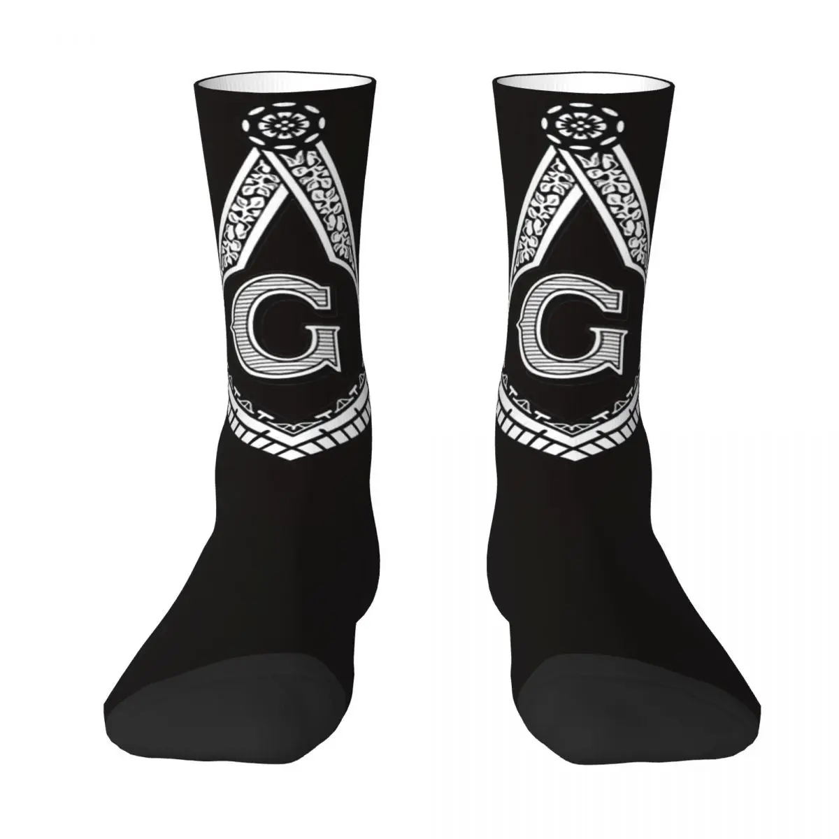 Freemason Pattern Black Square Compass Unisex Winter Socks Hip Hop Happy Socks Street Style Crazy Sock