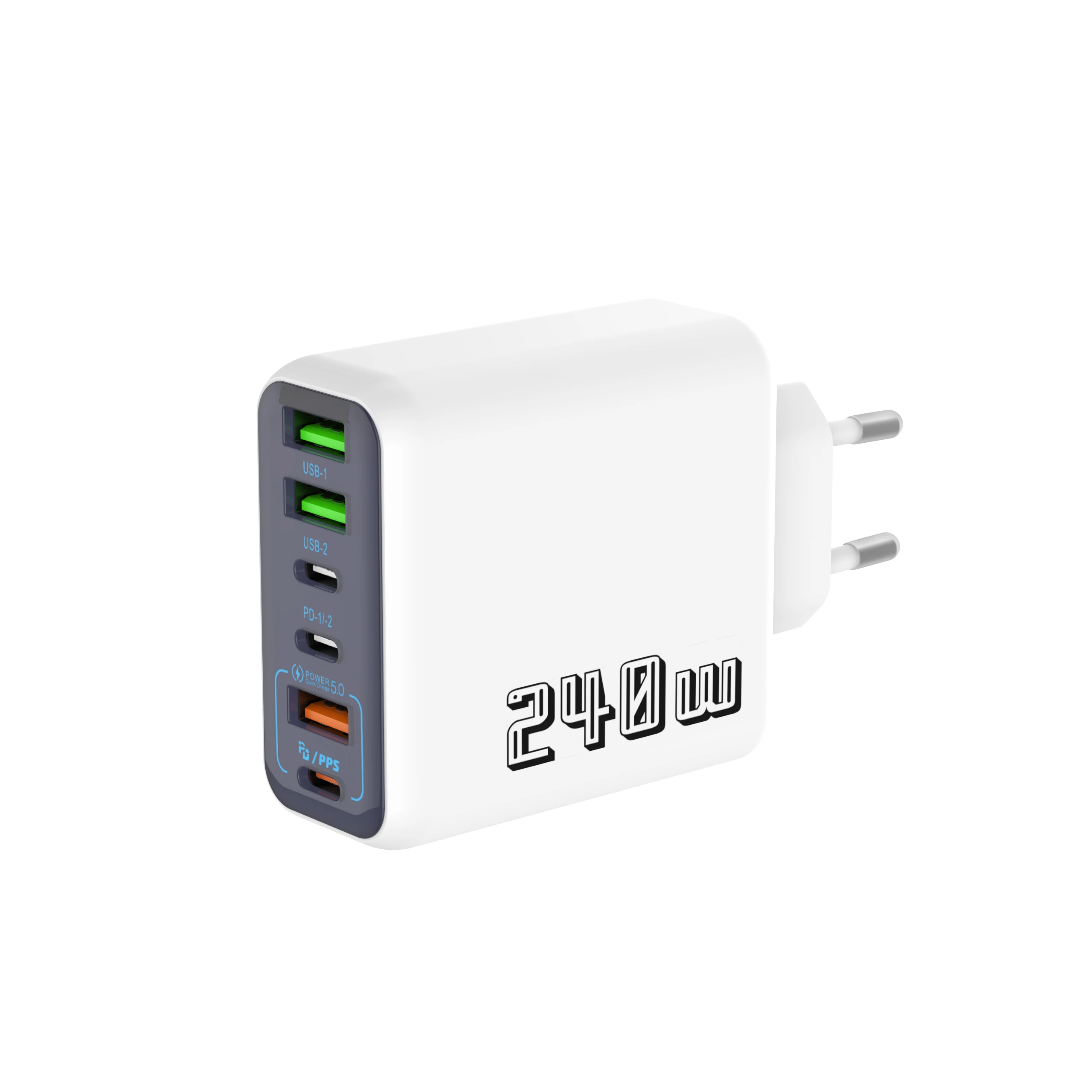 6-poorts USB-C PD-lader 240W snelladen 3.0 type-C USB telefoonladers supersnelle oplaadadapter voor iPhone Samsung Xiaomi