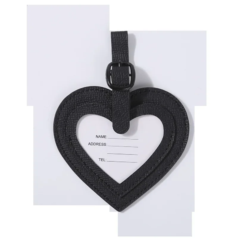 

Colorful PU Leather Heart-shaped Boarding Pass Anti Loss Personalized Hanging CardCustomized LOGO Blank Simple Luggage Tag