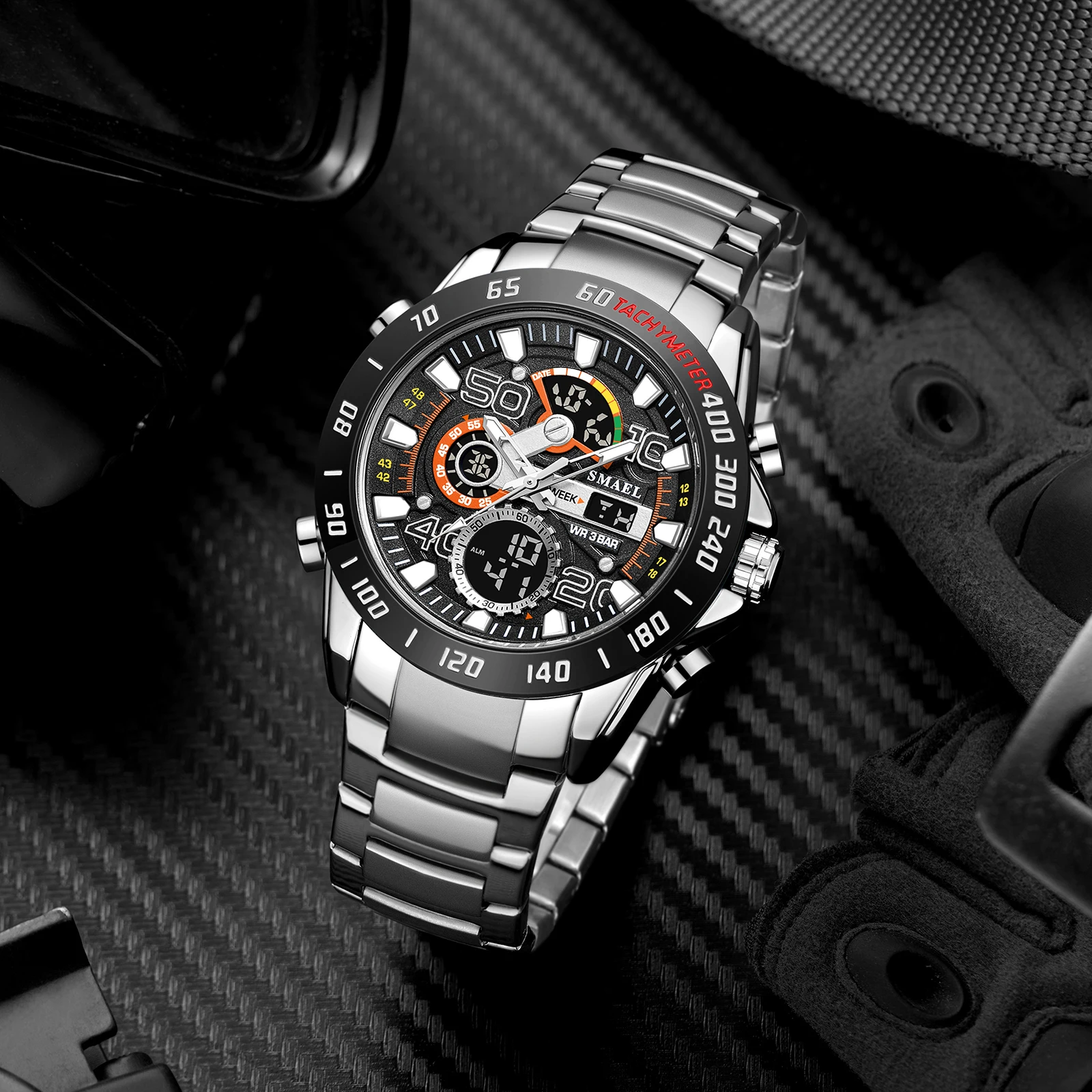 

SMAEL brand Fashion 6070 Alloy Watch Sport Waterproof dual time luminous LED display quartz digital watch for men