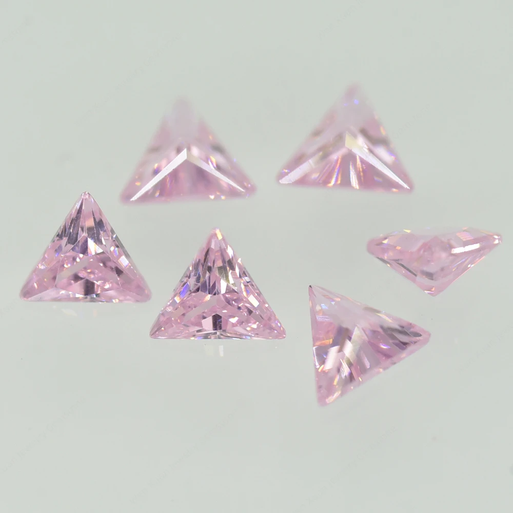 5A Pink Triangle Cut Loose Cubic Zirconia 3x3-12x12mm Brilliant Cut Loose CZ Stone Synthetic Gems Beads DIY for Jewelry