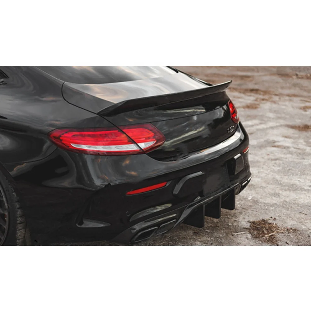 MD Style Carbon Fiber Rear Bumper Diffuser Lip Fit For Benz C63 Coupe Sedan Diffuser High Quality