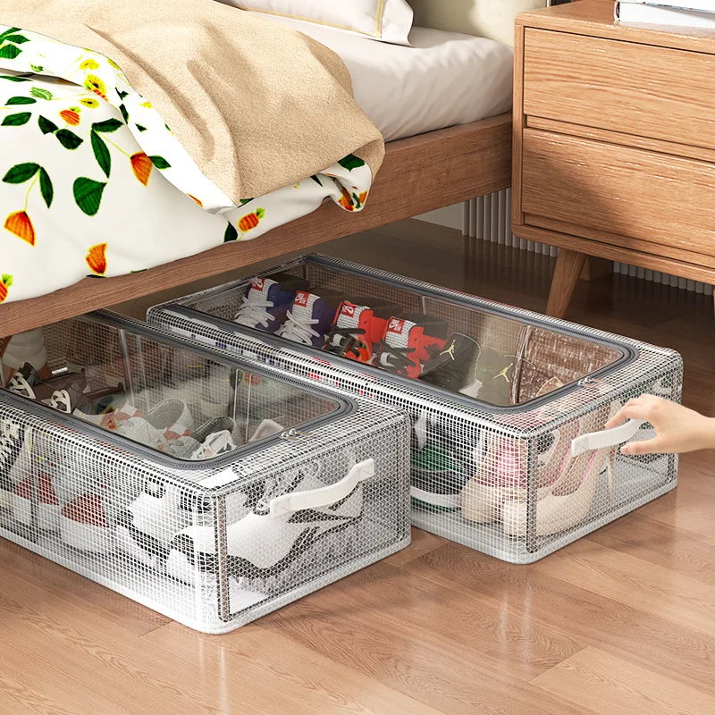 Transparent Shoe Box Storage Organizer for Shoes Boots Stacked Closet Space Saver Underbed Boot Rack Fabric Material 45L Capa...