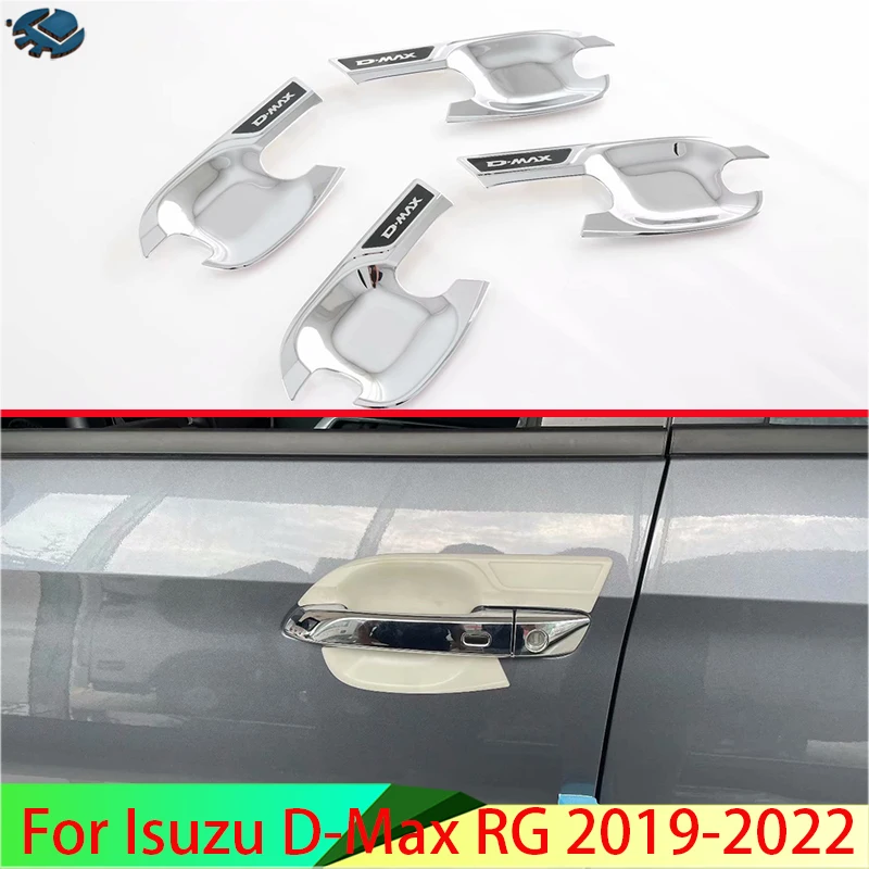 For Isuzu D-Max RG 2019-2022 Car Accessories ABS Chrome Door Handle Bowl Cover Cup Cavity Trim Insert Catch Molding Garnish