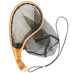 Gold Camphor Wood Fly Fishing Hand Net Fly Fishing Stream Net Fishing Lures Net Outdoor Fishing Tools Portable Fishing Net Tools