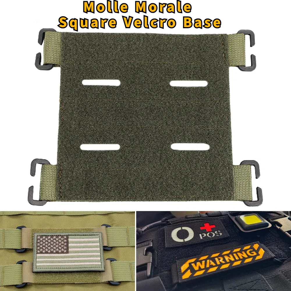 Molle Patch Display Holder for Backpack Mini Patch Board for ID Patch Badges,5x5 inch Molle Patch Panel with Laser Cutting Loop