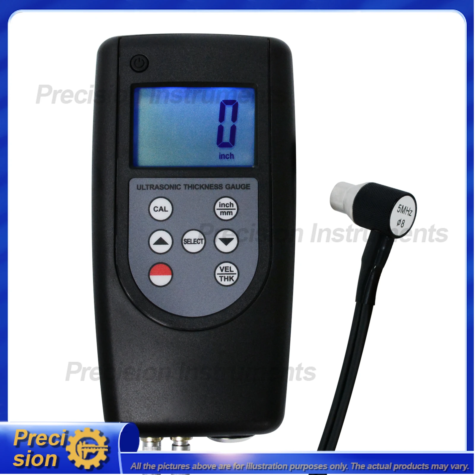 High Precision Ultrasonic Thickness Gauge with 0.01mm Resolution for Steel Aluminum PVC Cast Iron Multi Material Measurement