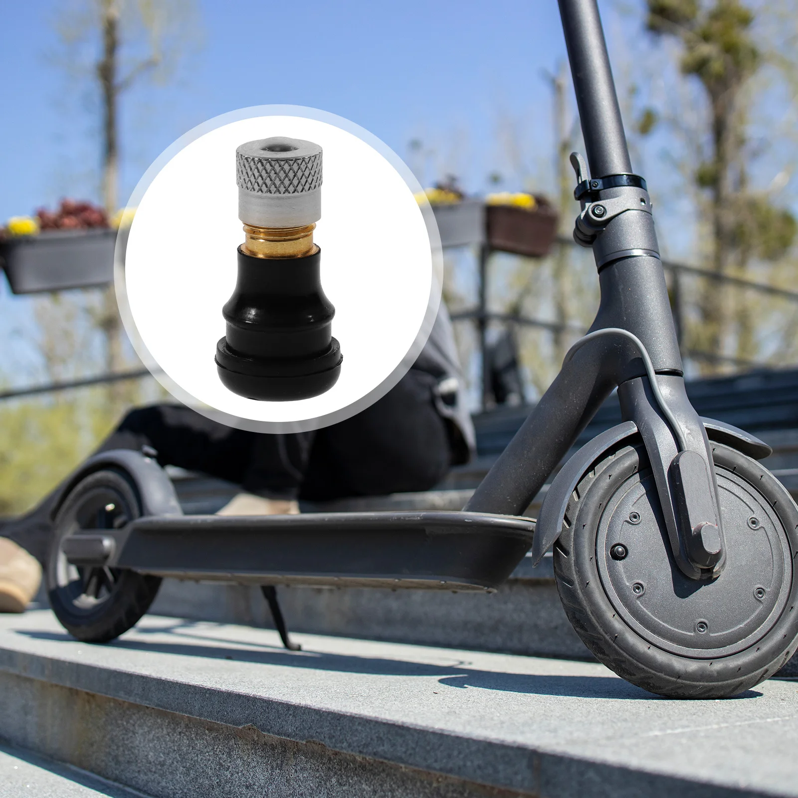 

Electric Scooter Tire Valve Snap-in Tubeless Vacuum Valve Stem Replacement Part Suitable for Front Rear Wheels Aperture Under