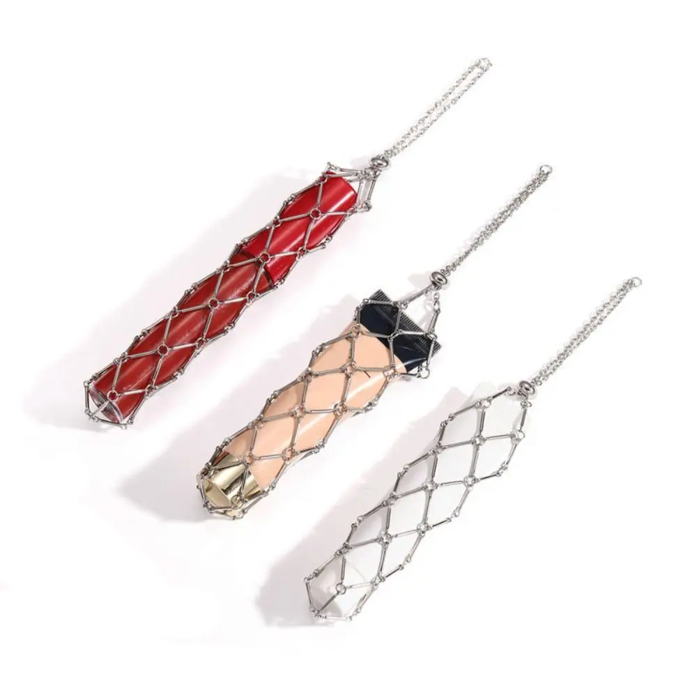 

Creative Gift Stainless Steel Metal Net Pocket Interchangeable Charm Bag Accessories Lip Balm Bag Silver Color Y2K Lipstick Bag
