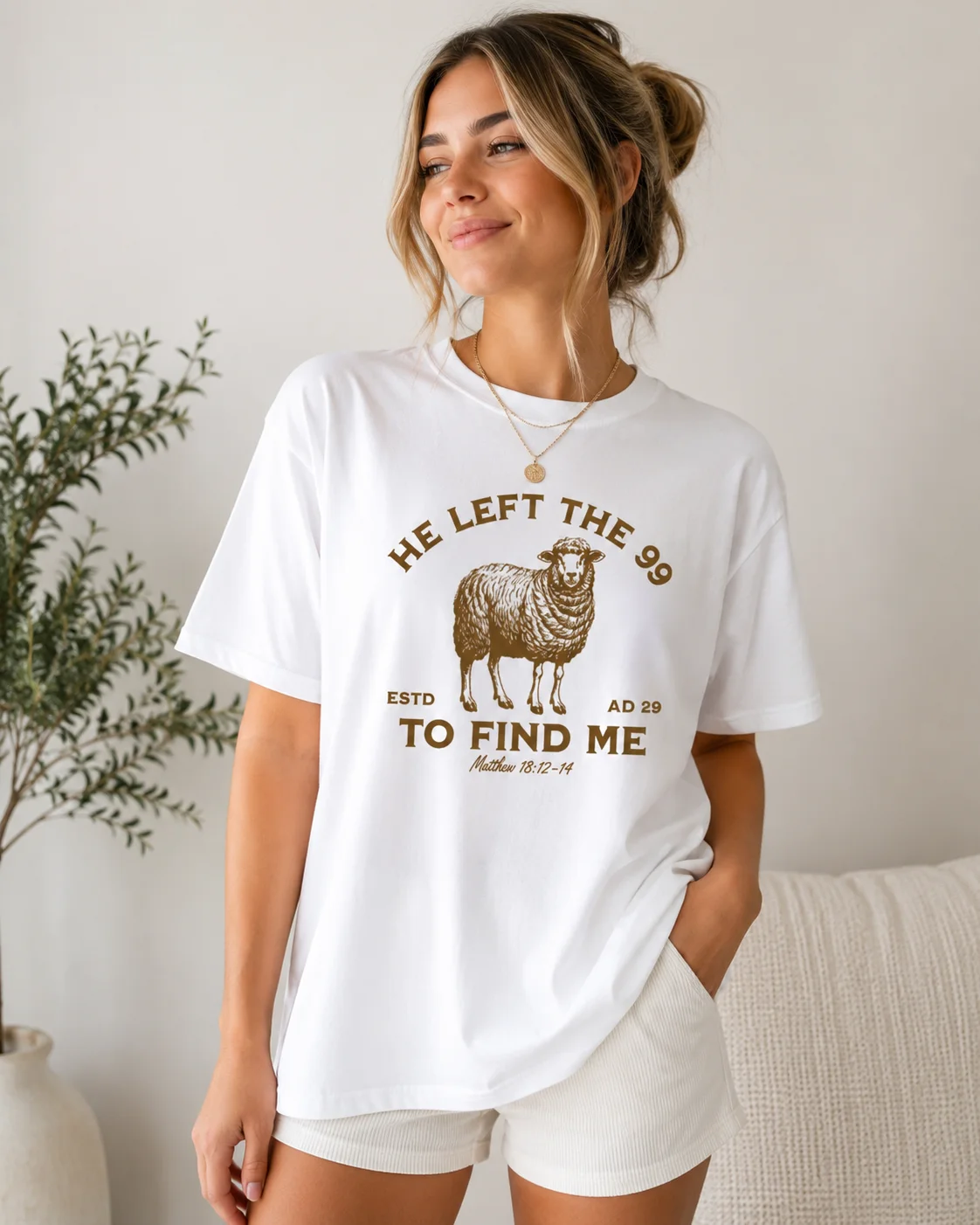 He Left 99 Women's Retro Christian Inspirational T-shirt Bible Scripture T-shirt Jesus God Pattern T-shirt Top Religious Gift