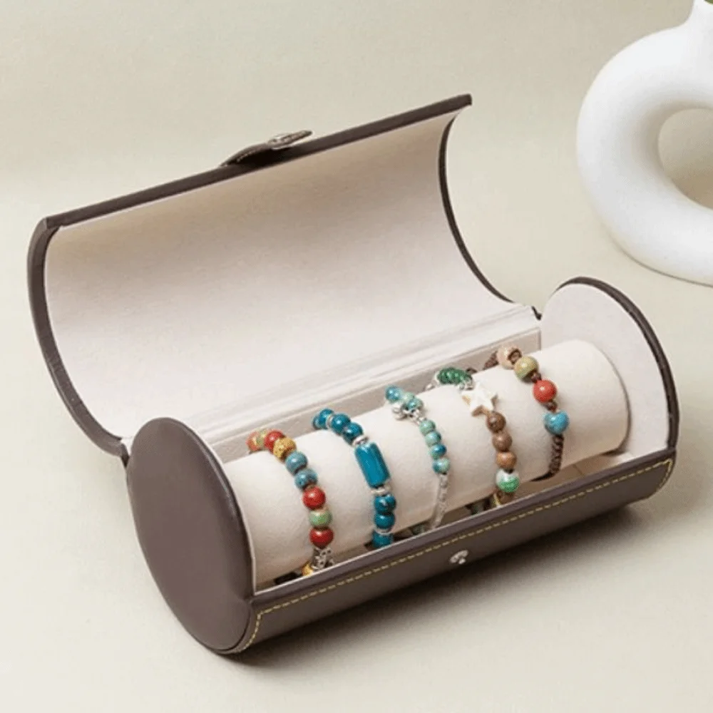 Portable Watch Roll Travel Case Vintage PU Leather Watch Display Box Compact Thickened Bracelet Storage Rack Jewelry Accessories