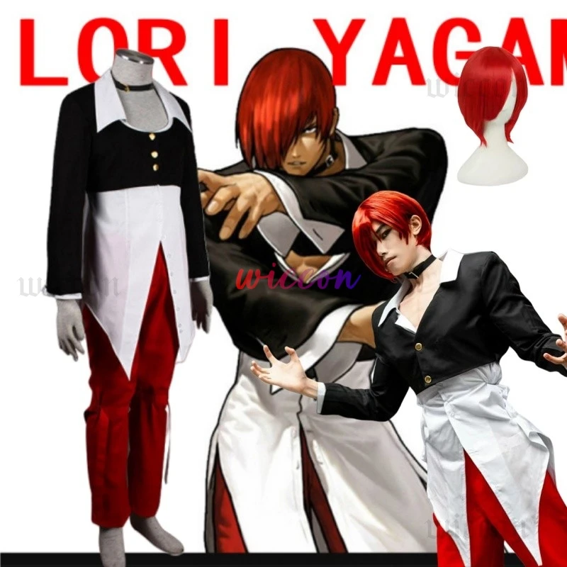 

King Fighters Iori Yagami Cosplay Wig Anime Game Uniform Men Halloween Carnival Party Suit