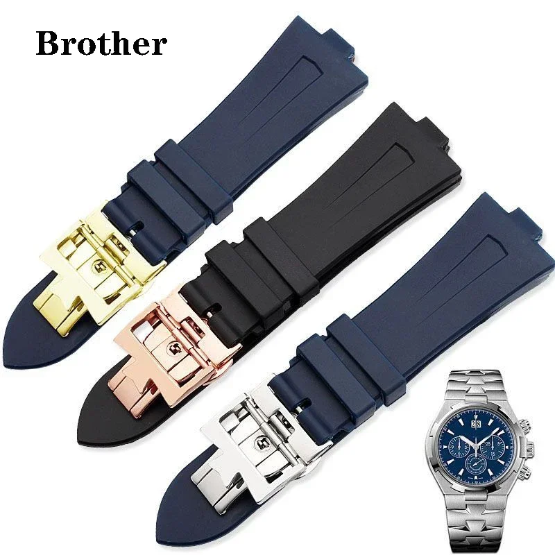 

Silicone Rubber Watch Band For Vacheron Constantin Overseas VC 47450 VC 49020 Watchbands Men's Luxurious Watch Strap 25mmX8mm