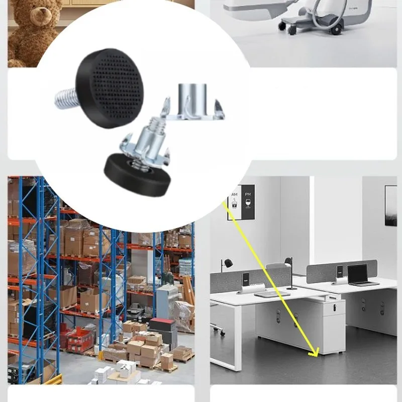 44 pcs Furniture Levelers | M6 Thread, Anti-Slip, Floor Protection, Black | For: Home