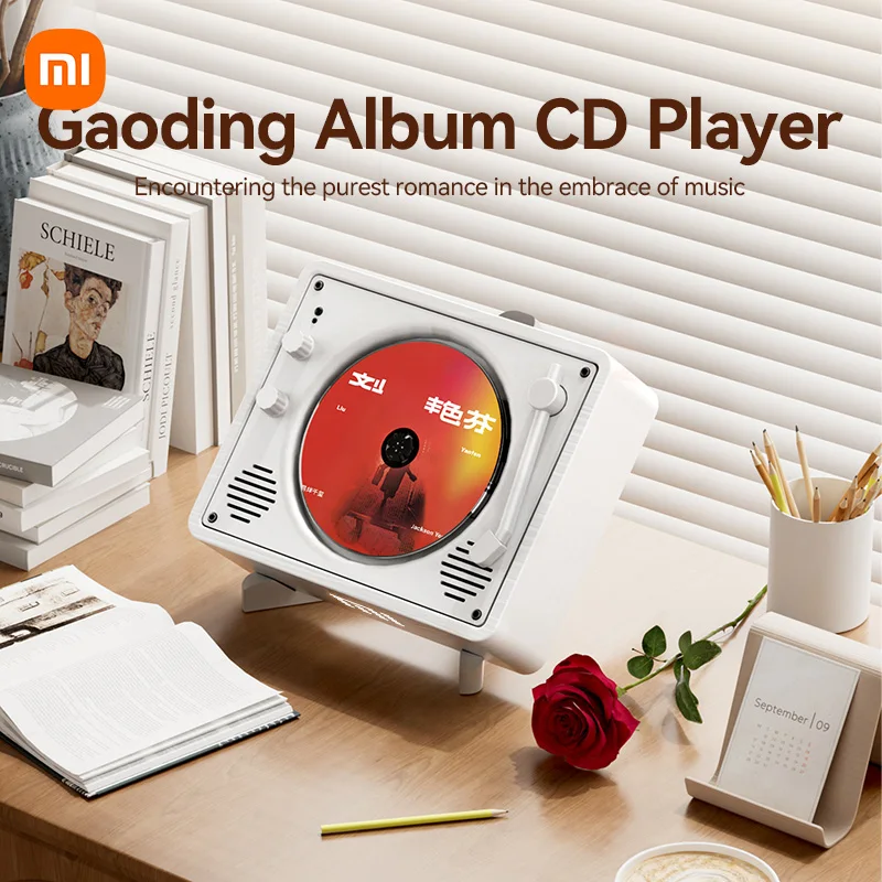 XIAOMI MIJIA Retro Wireless CD Player Bluetooth5.4 Wall Mounted Bluetooth Speaker Supoort AUX 3.5mm USB Flash Drive Gramophone