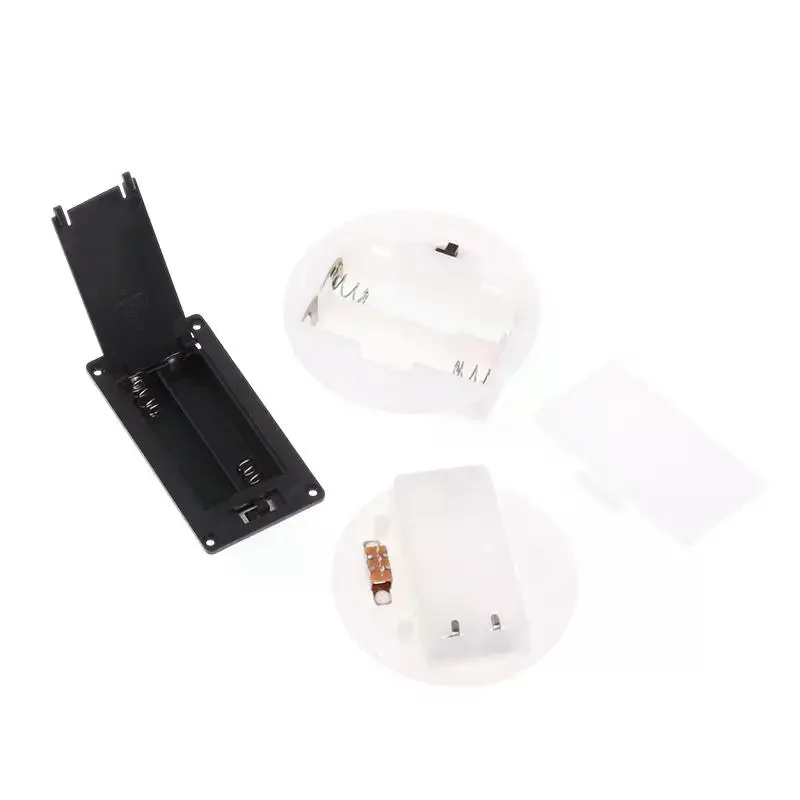 2 AAA/AA 3V Battery Case With Switch Cover Round Embedded Battery Holder Battery Storage Boxes Switch Socket Container